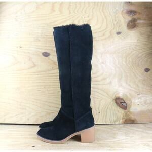 Ugg Boots Womens 10 Black Suede Kasen Tall II Shearling Lined Pull On Shoes